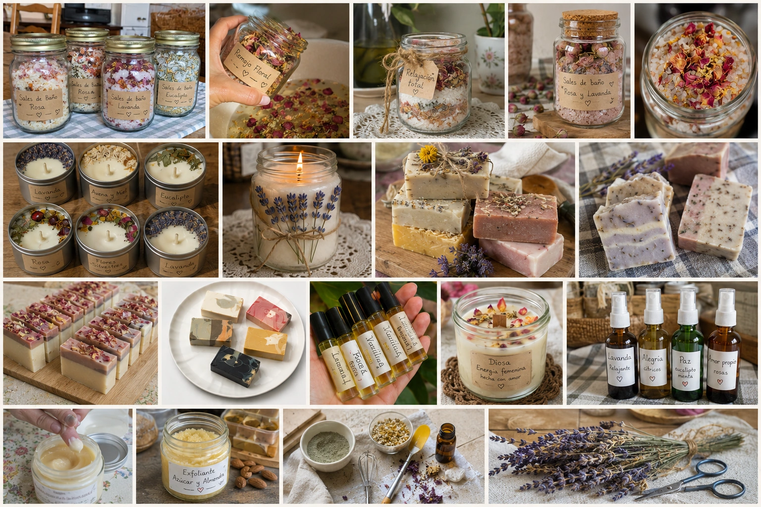 Handmade holistic products — soaps, candles, bath salts, oils and aura sprays